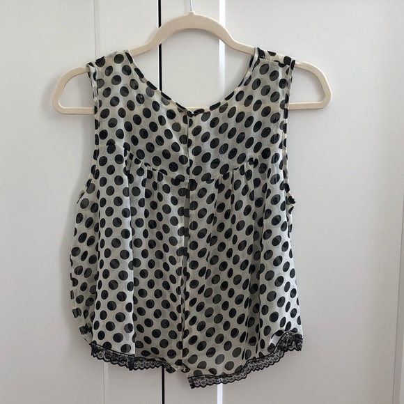 American Rag black and cream polka dot crop top - Picture 2 of 5
